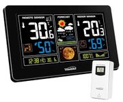 Youshiko YC9444 (Official 2024 UK Version) Wireless Weather Station, Radio Controlled Clock, Indoor Outdoor Temperature Thermometer, Humidity, Barometric Pressure, Ice Alert, Moon Phase