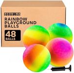 Bedwina Rainbow Playground Balls - 8.5Inch (Pack of 48) Rubber Bouncy Inflatable Balls for Kids and Adults, Indoor and Outdoor Games, Kickball, Dodgeball, Four Square, Dodge Ball, Handball