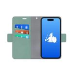 DefenderShield EMF Protection & 5G Anti Radiation iPhone 15 Pro Max Case - RFID Blocking EMF Shield Detachable Wallet Case with Magnetic Closure Sage Green
