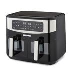 Geepas Dual Zone Air Fryer with Visual Window - 9L XL Capacity, 2 Drawers, 10-In-1 Cooking Presets, Touch Screen, Smart Finish, Timer Function, Dishwasher-Safe, Healthy Oil Free & Low Fat Cooking