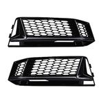 Astra Depots Pair LH+RH Front Bumper Fog Light Grill Cover Glossy Black Trim Compatible for A4 B9 S-LINE 2016 2017 2018