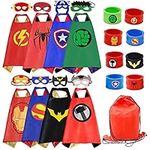 Kids Dress Up Superhero Capes Set and Slap Bracelets Costumes Birthday Party Christmas Gifts (8-pack capes for boys)