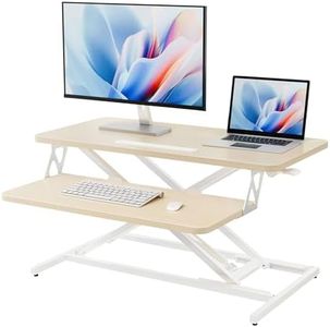ERGOMAKER Convertisseur de Bureau Debout réglable en Hauteur 80 x 40 CM,Bureaux et Postes de Travail,avec Deux écrans et Plateau pour Clavier(chêne doré)