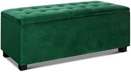 Artiss Tufted Storage Ottoman, Foot Rest Stool Bench Padded Seat Blanket Box Chest Bedroom Living Room Indoor, Green 98 x 41 x 35.5cm Open Lid Heavy Duty Large Store Space