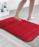 SK Studio Memory Foam Bath Mat Non Slip Absorbent Bathroom Rugs Thick Soft Dry Fast for Kitchen Runner Mat for Kitchen Floors Red, 16x24 inch