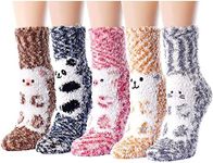 Zmart Fuzzy Socks for Women Girls Colorful Indoors Animal Slipper Socks, Fuzzy Socks 5 Pack