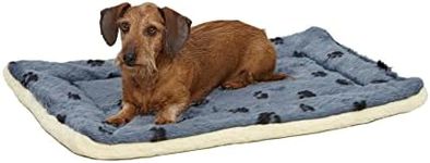 MidWest Homes for Pets Reversible Paw Print Pet Bed in Blue/White, Dog Bed Measures 28.5L x 19.5W x 3H for Medium Dogs, Machine Wash