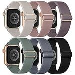 Stretchy Solo Loop Bands Compatible with Apple Watch Band 38mm 40mm 41mm 42mm 44mm 45mm, Adjustable Braided Elastic Nylon Women Men Wristbands Straps for iWatch Ultra 2, Series 9/8/7/6/5/4/3/2/1/SE