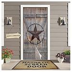 ZOE GARDEN Magnetic Screen Door for Sliding/Single/French Doors, Farmhouse Barn Wooden Door Star Western Geometric Circle Self Sealing Magnets Patio Door Screen Heavy Duty Mesh Curtain