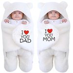 First Kick New Born Combo Pack of Security Baby Blanket Hooded Embroided Wearable Wrapper Baby Sleeping Bag(0-6 Months, L 27 x B 13 Inches) Pack of 2 Pcs