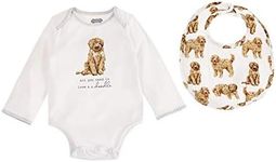 Mud Pie Dog Print Baby Crawler and Bib 2-Piece, Doodle, 0-6 Month