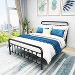 Metal Bed Frame Double,Full Size Bed Frame with Headboard No Box Spring Needed,Under Bed Storage,Steel Slat Support,Easy Assembly