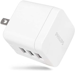 Philips 17W USB Wall Charger, 3 Ports, for iPhone Xs/XR/X/8, iPad Pro/Air/Mini, Samsung Galaxy S10/S9/Plus, Google Pixel C/3/2/XL and More, DLP2408/37