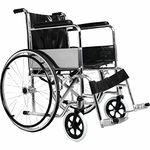 Entros Lightweight Foldable Manual Wheelchair with Spoke, Armrest & Swing-Away Footrests | Chromed Finish | Ideal for Old Elder People, Senior Citizen, Adult, Handicap & Surgery Patients | CE & ISO Certified – 809