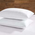 downluxe Millihome Egyptian Cotton Standard/Queen Size Dobby Stripe White Goose Feather And Down Pillow- Set Of 2 (White)