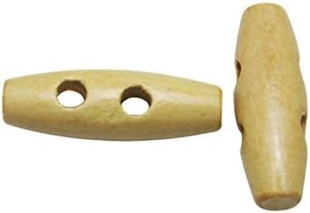 Amanaote Oval Shape Wooden Button 30mm in Length with 2 Holes for Craft Sewing DIY Pack of 40