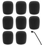 8pcs Headset Microphone Foam Cover,Foam Mic Cover Handheld Microphone Windscreen,Small Microphone Noise Filter,Mini Windscreens Sponge Foam Covers Shield Protection New Job Gifts（black）