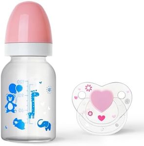 JIZHI Baby Doll Bottle and Magnetic Pacifier Set, Baby Doll Accessories for Reborn Baby Dolls, Pretend Play Feeding Toy Kids Gift (Pink)