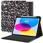 MoKo Keyboard Case for iPad 10th Generation Case with Keyboard, iPad 10th Generation Keyboard with Pencil Holder, Multi-Angle Detachable Bluetooth Keyboard for iPad 10th Generation, Notebook Black