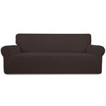 Easy-Going Stretch Sofa Slipcover Couch Sofa Cover Furniture Protector Soft with Elastic Bottom for Pets Kids Children Dog Spandex Jacquard Fabric Small Checks (Large, Chocolate)