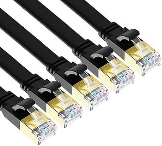 Yauhody CAT 8 Ethernet Cable, 2m 5 Pack High Speed 40Gbps 2000MHz SFTP Flat Internet Network Cable with Gold Plated RJ45 Connector, CAT8 Internet LAN Cord for Gaming, Routers, Modems (2m/5 Pack/Black)