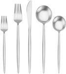 Matte Silverware Set BEGEEL,Satin Finish 20 Piece Stainless Steel Flatware Set,Service for 4,Metal Tableware Cutlery Set,Kitchen Dinnerware Utensils Sets for Home and Party,Dishwasher Safe