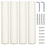 PowerKing 4-Pack 15.7" Cat Scratching Post Replacement - Natural Sisal Rope Scratcher Poles with M8 Screws for Indoor Cat Tower Renewal Parts, Cat Furniture Refill Parts (White)