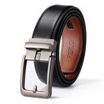 FEFLO Men's Ratchet Belt with Automatic Buckle, No Hole Adjustable Belt for Suits and Jeans