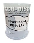 100 Blank ACU-DISC Silver Inkjet Printable CD-R80 Full Face (52x) 700MB