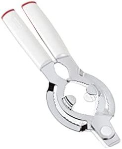 Leifheit Ouvre-bocal ComfortLine, Ouvre-couvercle facile à utiliser et à ranger, Ouvre bocal manuel en acier inoxydable de qualité supérieure et plastique, ouvre-bouteille avec décapsuleur intégré