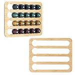 Navaris Magnetic Coffee Capsule Holders - Set of 2 - Compatible with Nespresso Original Capsules - Bamboo Coffee Pod Organizers - Hold 48 Pods Total