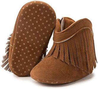 Sawimlgy Infant Baby Boys Girls Plush Winter Snow Boots Cowboy Tassels Bowknot Ankle Side Zipper Soft Sole Boots Toddler Newborn Warm First Walker Crib Outdoor Shoes