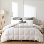 YLT Goose Down Comforter Queen 50oz Fill Weight 750 Fill Power Shell 100% Cotton Soft Down Duvet Queen Winter Warmth White Color (90% Down)