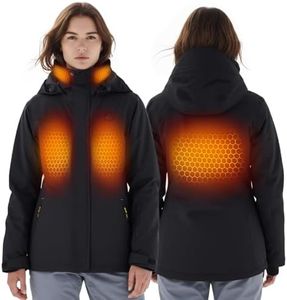 InoKraft Heated Jacket for Women with Battery Pack Included, Slim-Fit Women's Heated Winter Coat with Water-Resistant Shell, Black, Size Small (Charger Not Included)