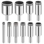 as tool center 10PCS 1/2 inch Diamond Drill Bit Set, Steel Diamond Coated Hole Saw Drill Bits Kit for Glass, Marble, Granite Ceramic, Tile, Porcelain (6-30MM)