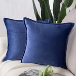 Madizz Pack of 2 Super Soft Velvet Decorative Cushion Covers with Fringe Luxury Style Cushion Case Pillow Shell for Sofa Bedroom Square Royal Blue 16x16 inch, 40x40 cm