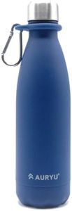 Auryu Best in Class Triple-Walled Insulated Stainless Steel Water Bottle with bonus handle included, Drinks Cold for 24h & Hot for 12h, Leak Proof, Make a Difference in the World, 17oz (Navy Blue)