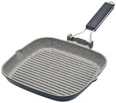 MasterClass Non-Stick Induction-Safe Griddle Pan with Folding Handle, 20 cm (8”), Black