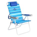 SunnyFeel Folding Beach Chair 5-Postion Adjustable Reclining High Back Head Rest Aluminum Portable Lounge Chairs for Adults Outdoor