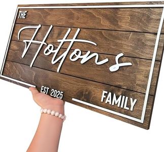 Personalized Family Name Sign - Custom Art Deco Last Name Wood Wall Decor Plaque, Rustic Farmhouse Style Wedding Gift, Housewarming Gift, Custom Wooden Wall Hanging with Established Date, Large Wall Art for Living Room or Entryway 28x13" (Large)