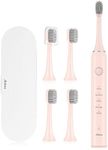 Aolbea Electric Toothbrushes Pink, Soft Soni Toothbrush with Travel Case, 5 Optional Modes, 4 Replacement Brush Heads, 38000 vpm, Smart Timer, IPX7 Waterproof, Sensitive Sonic Toothbrush for Adults