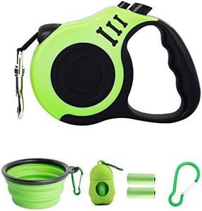 PETIMP Retractable Dog Leash Lightweight 16FT Leash, with Folding Bowl,Dispenser,Waste Bags, for Small Medium Dogs(Green)