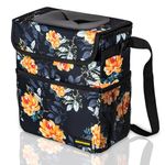 Cute Car Trash Can with Lid - Leak Proof Car Trash Bag Hanging Waterproof Car Garbage Can with Storage Pockets Multipurpose Collapsible Car Organizer (Flower)