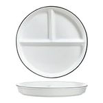 Bicuzat 1 PCS Ceramic Portion Control Plate Divided Dish for Healthy Eating and Weight Loss Divided Dessert Plate Salad Plate Dinner Plate for Kids-8 Inch