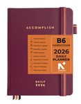 NEORAH — B6 2026 DAILY DATED Planner ACCOMPLISH-512 Pages of Yearly•12 Month•52Weeks+24Hour•365 Daily Pages Layouts•Budget•Habit Tracker - Productivity diary - Hardcover[Pen Loop Attachable](RHUBARB)