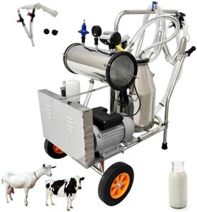 INTBUYING Electric Milking Machine, Farm Bucket Milker, Vacuum Pump Milking Machine for Cows/Goats with 25L 304 Stainless Steel Bucket,10-12Cows/Hour, with Wheels Easily Move for Cows/Sheeps