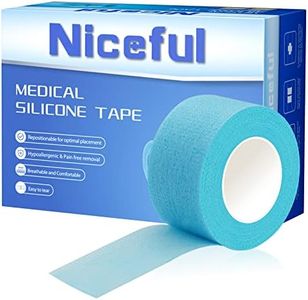 Niceful 4 Rolls Silicone Sensitive Skin Tape 1"x 4 Yard, Repositionable Medical Tape for Waterproof, Easy to Remove, Blue Lash Tape Non-Woven Silicone Roll Tape for Wound Care