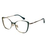 LensKandy | Premium Blue Cut Computer Glasses | Zero Power Antiglare | UV Protection | Cat Eye Specs for Women | Large (Green-Gold)