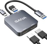 GANA USB 3.0 to Dual HDMI Adapter with USB 3.0 Port, HDMI to USB Audio Video Converter Cable for Laptop Monitor,Compatible with Mac OS, Windows- Updates Drivers