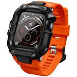 ULTIMAL compatible with Apple Watch Strap 45mm, Military Protective Bumper Case,Rugged TPU iWatch Strap, Adjustable Band for Apple Watch Strap Series 9/8/7 (45mm, Orange)